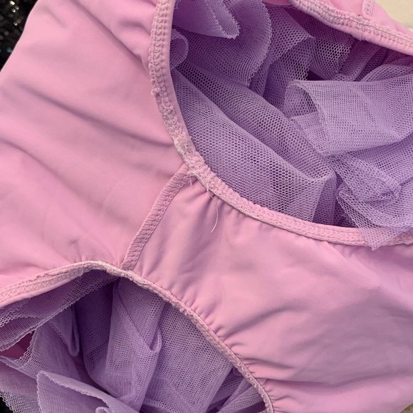 Revolution Dance Costume Girls Sz XXLC Lilac Purple DRESS Shimmer Stretch Tull - Picture 9 of 11